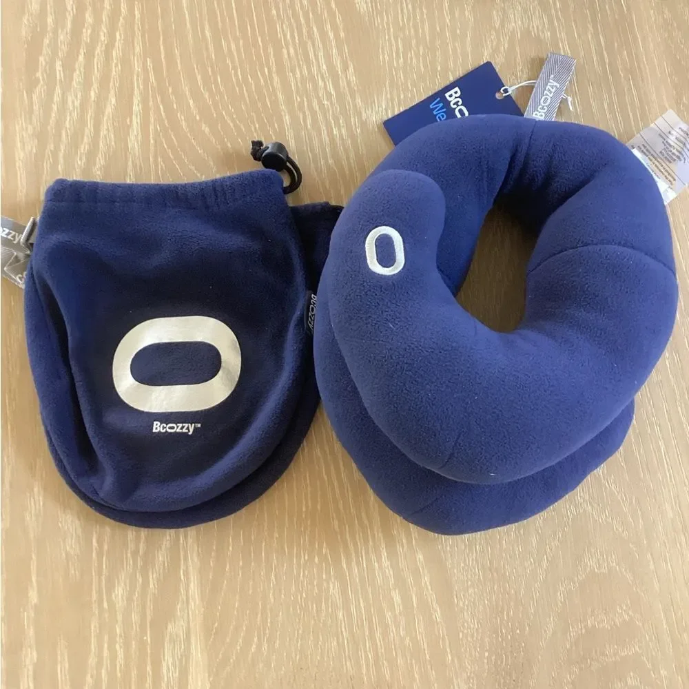 BCOZZY Neck Pillow for Travel The Head, Neck, blue, with CARRY BAG, large